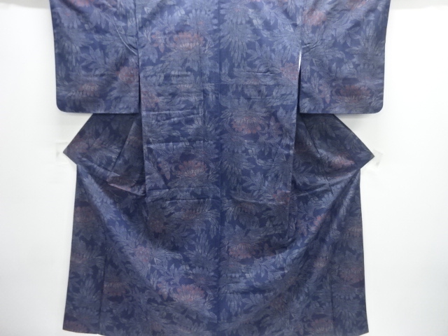 JAPANESE KIMONO / TSUMUGI / WOVEN FLORAL PLANTS